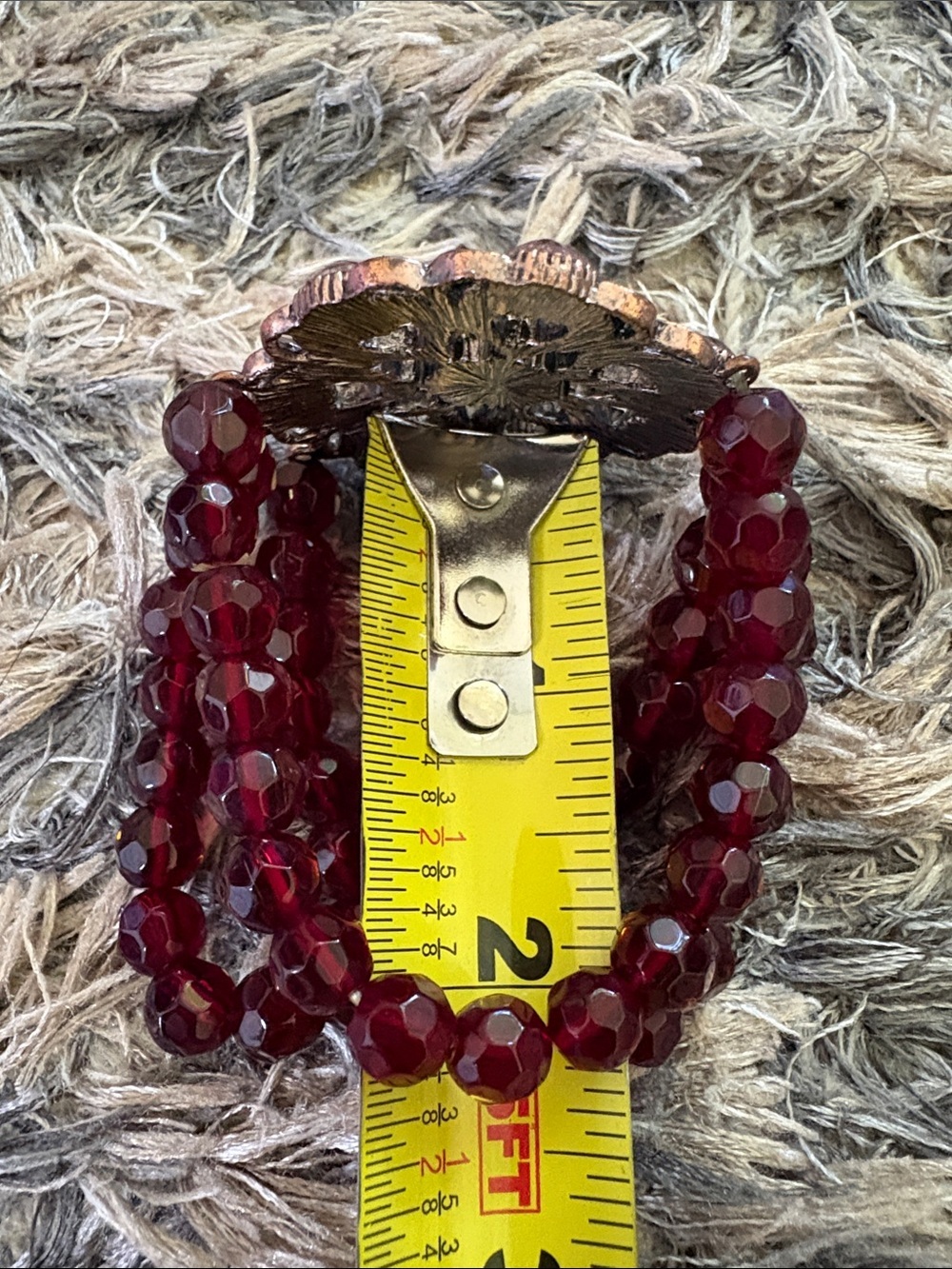 Garnet Red Crystal Floral Stretch Bracelet - Women Jewelry - Picture 5 of 7